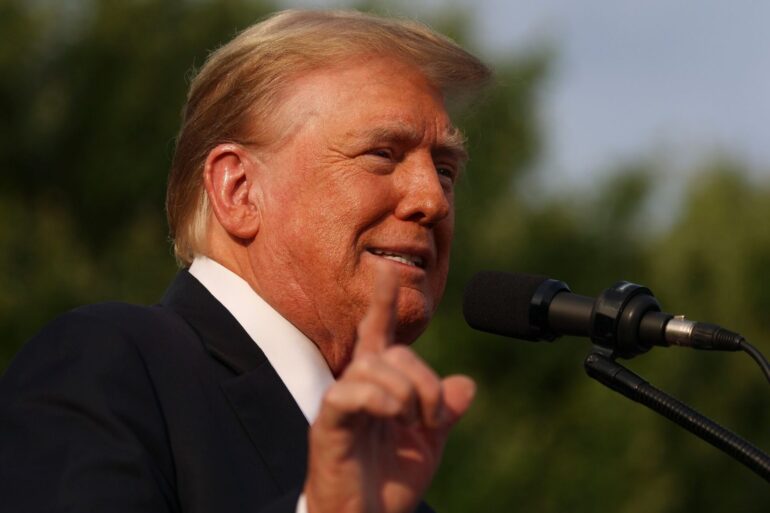 Donald Trump während einer Kundgebung.