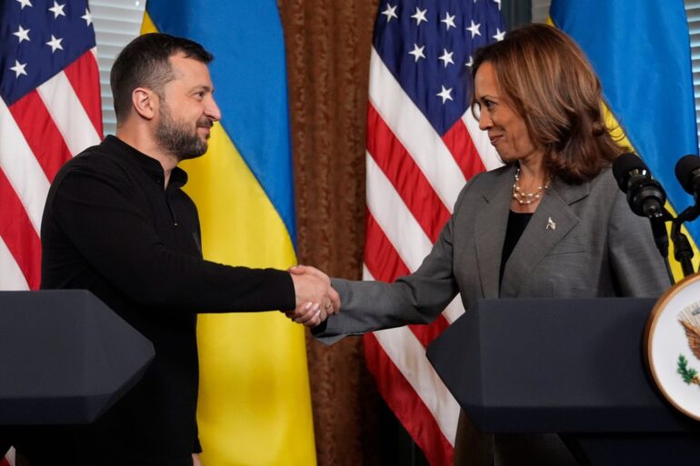 Harris warnt vor den Folgen eines möglichen Wahlsiegs Trumps für die Ukraine.
