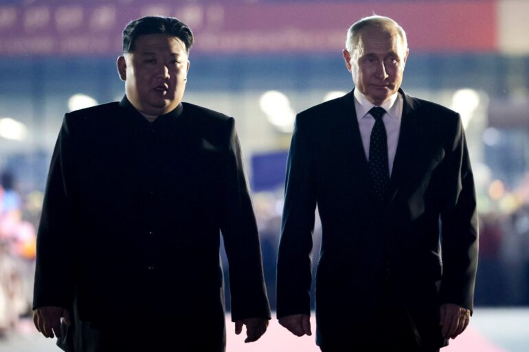 Kremlchef Wladimir Putin und Nordkoreas Machthaber Kim Jong Un haben im Juni auch gegenseitigen militärischen Beistand vereinbart, wenn eines der beiden Länder angegriffen wird. (Archivbild)