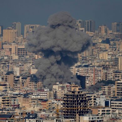 Ein israelischer Luftangriff in einem Vorort von Beirut.