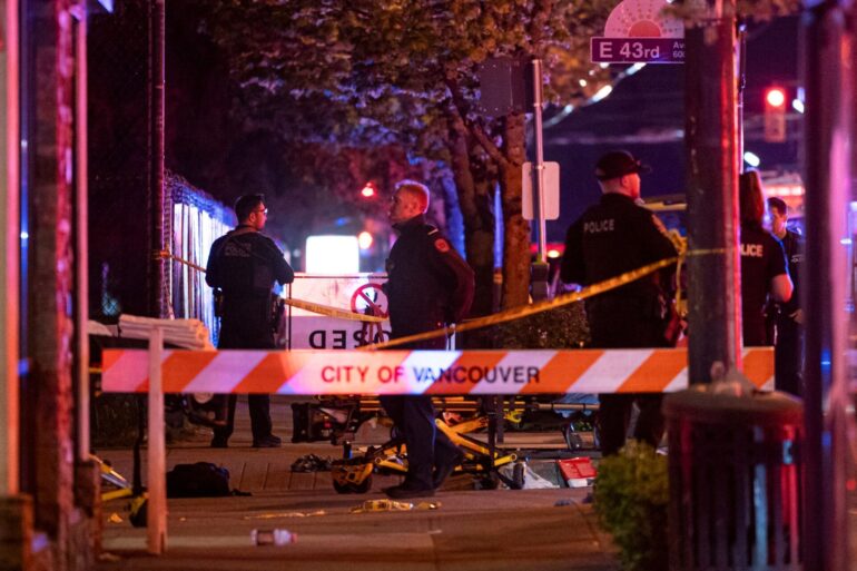 Die Polizei in Vancouver sichert den Tatort.