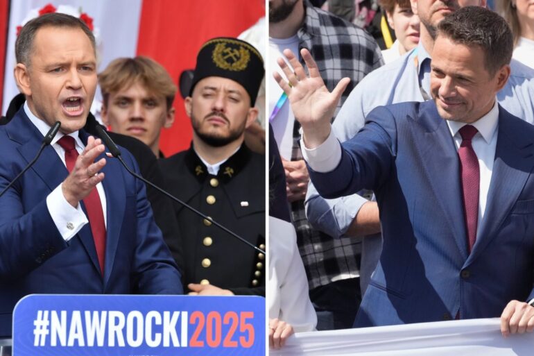In der Stichwahl um das Präsidentenamt in Polen trifft der Rechtskonservative Karol Nawrocki (links) auf den Liberalen Rafal Trzaskowski. (Archivbild)