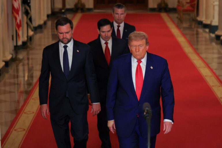 «Heute ist Tag 61» - Trump und sein Team treten nach den Angriffen auf den Iran vor die Kameras. (Archivbild)