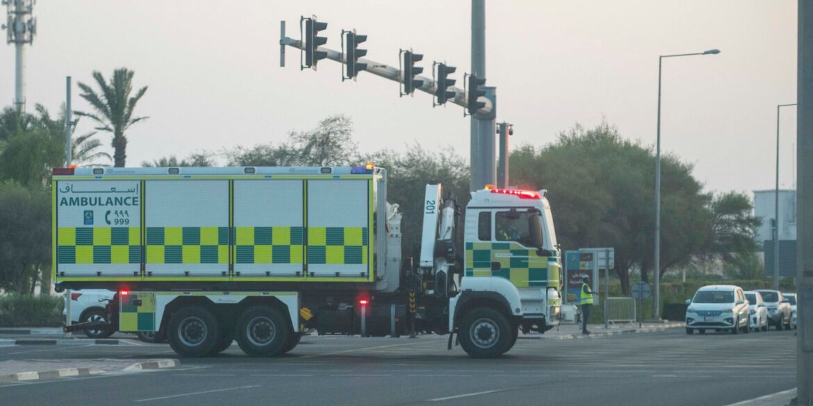 Ein Krankenwagen in der Nähe des israelischen Angriffsorts in Doha.