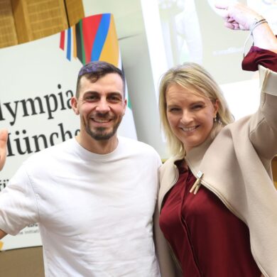 Kanute Sideris Tasiadis und Ex-Skirennfahrerin Hilde Gerg setzen auf Olympia in München.