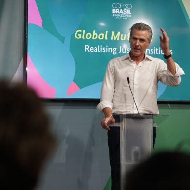 Der demokratische Politiker Gavin Newsom will Hoffnung auf der Weltklimakonferenz verbreiten.