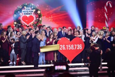 Die Spendensumme der Spenden-Gala "Ein Herz für Kinder» am Ende der Sendung wird präsentiert.