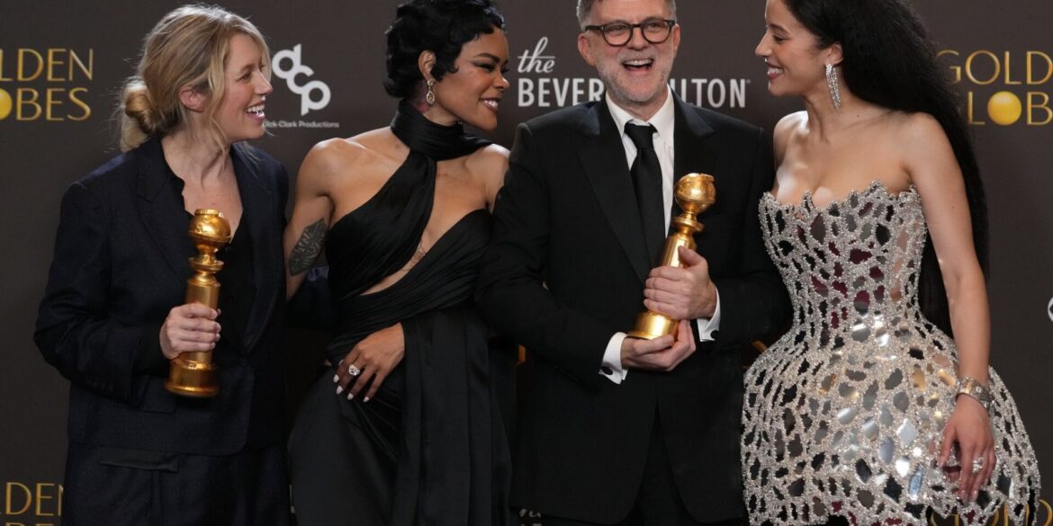 Sara Murphy (l-r), Teyana Taylor, Paul Thomas Anderson und Chase Infiniti von «One Battle After Another».