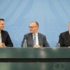 Kanzler Friedrich Merz und die Regierungschefs von Niedersachsen, Olaf Lies (l.), und Rheinland-Pfalz, Gordon Schnieder (r.), stellten die Ergebnisse vor.