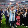 Lionel Messi jubelt, nachdem er beim Spiel Argentinien gegen Österreich, alleiniger Rekordtorschütze bei Fußball-Weltmeisterschaften geworden ist.