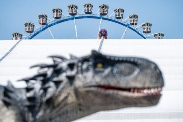 Zwischen Riesenrad und Dinosaurier - Volksfest wird aufgebaut