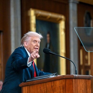 Donald Trumps Rede zur Lage der Nation im Februar gehört zu den Auftritten, an denen sich der Mann hinter seinem Teleprompter bereichert haben soll. (Archivbild)