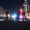Einsatzkräfte der Polizei sind im Einsatz nach dem Abbruch des Christopher Street Day (CSD).