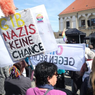 Gegen die AfD gehen immer wieder Menschen auf die Straße, wie hier die Teilnehmer einer linken Kundgebung in Magdeburg im April 2026. (Archivbild)
