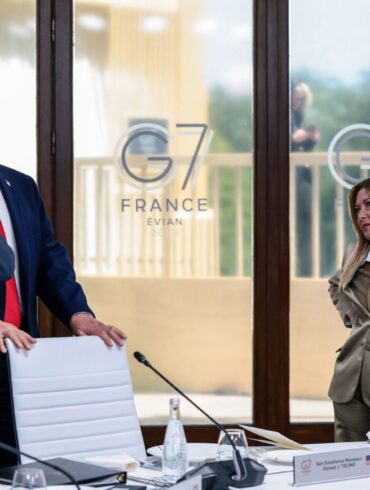 Beim G7-Gipfel in Évian gelang es den Europäern, Trump bei Laune zu halten - beim Nato-Gipfel könnte das schwieriger werden. (Archivbild)