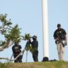 Beamte des Secret Service, der für die Sicherheit des Präsidenten zuständig ist, sichern den Trump National Golf Club im Großraum Los Angeles.