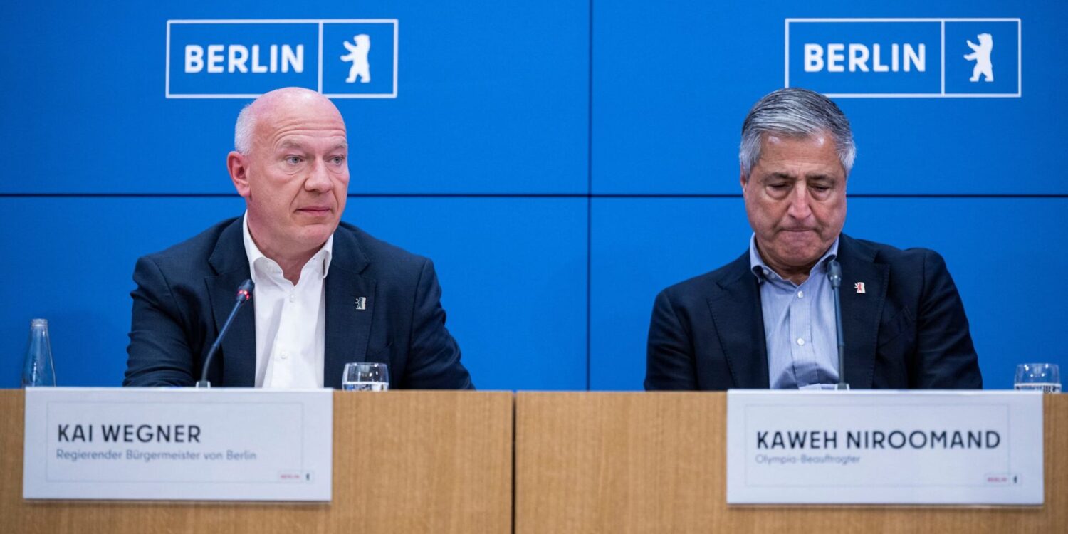 «Ein trauriger Tag für Berlin»: Wegner (l) und Niroomand verkünden das Ende der Bewerbung.