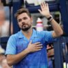 Tennisspieler Stan Wawrinka gestikuliert.