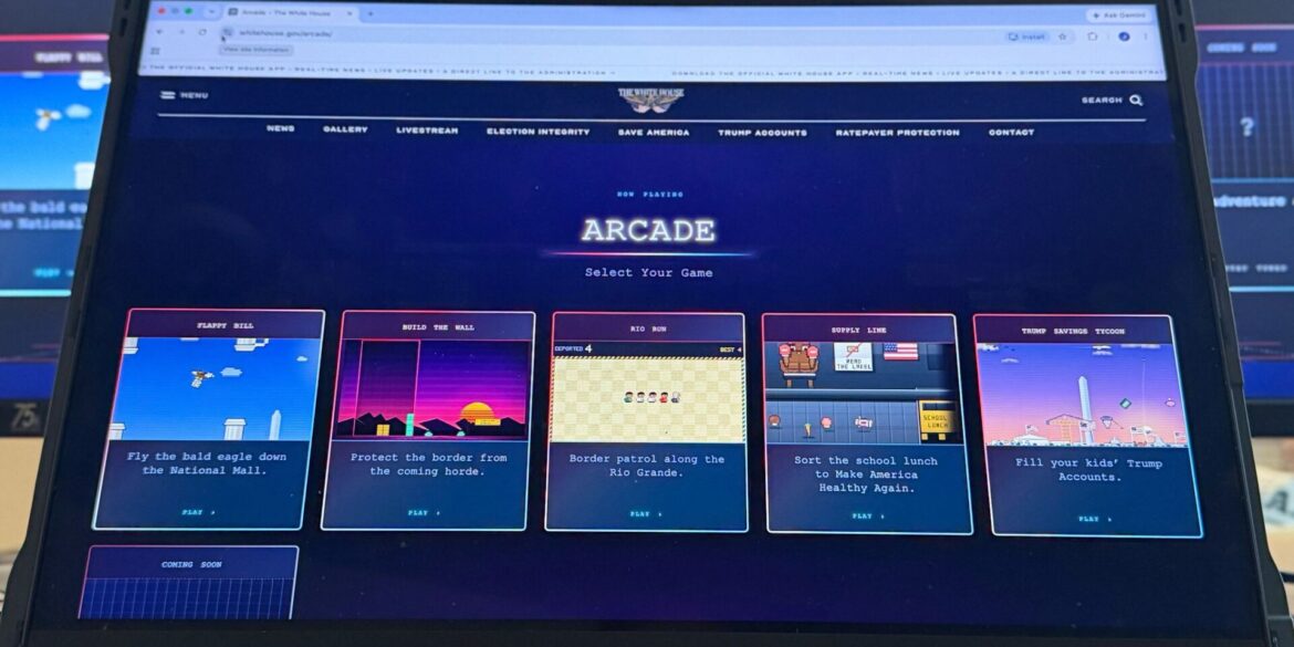 Das zweite Spiel von links, «Build The Wall», ist mittlerweile nicht mehr auf der Arcade-Webseite des Weißen Hauses abrufbar. (Archivbild)