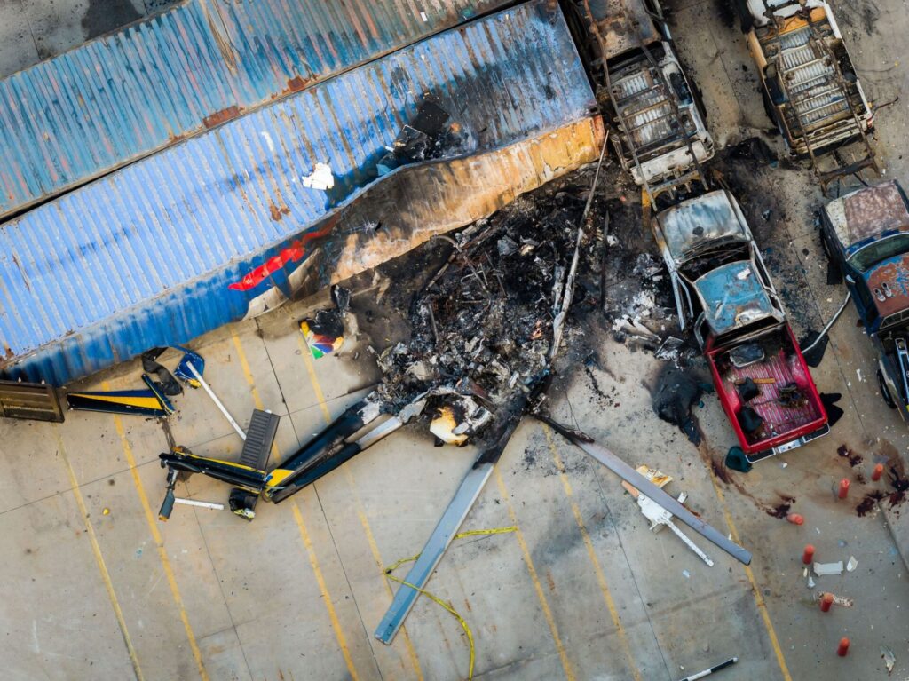 Hubschrauberabsturz in LA: Blick auf die Absturzstelle
