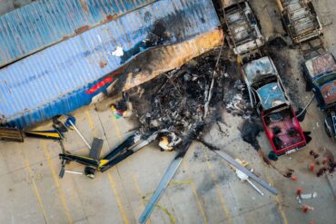 Hubschrauberabsturz in LA: Blick auf die Absturzstelle