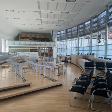Der Plenarsaal im Magdeburger Landtag wird umgebaut.