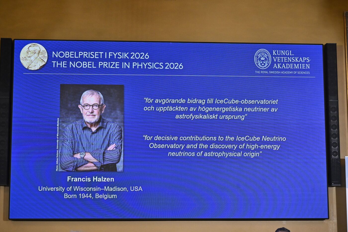 Der Nobelpreis für Physik geht in diesem Jahr an den belgisch-amerikanischen Teilchenforscher Francis Halzen.