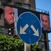 Werbung in Israel, auf der der israelische Ministerpräsident Benjamin Netanjahu (r) und sein wichtigster Rivale bei der Parlamentswahl am 27. Oktober, Gadi Eisenkot, zu sehen ist. (Archivbild)