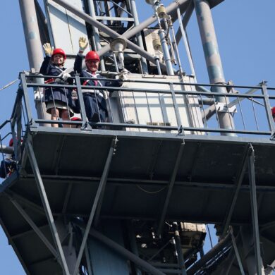 Steinmeier auf dem Messturm in Peking