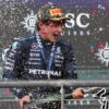 Der italienische Mercedes-Fahrer Andrea Kimi Antonelli feiert seinen Sieg beim Großen Preis der USA.