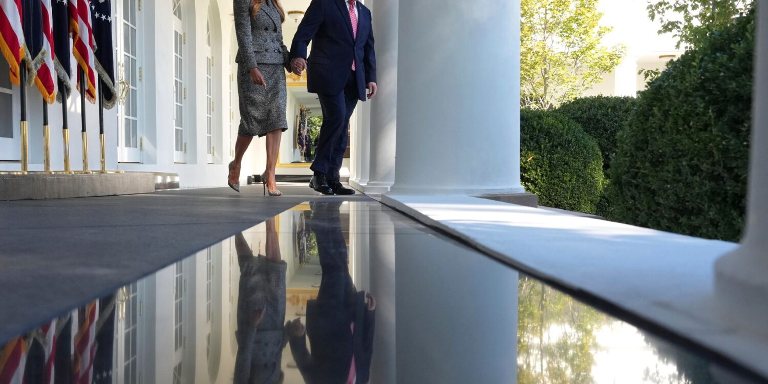 US-Präsident Donald Trump und Melania Trump im Rosengarten des Weißen Hauses